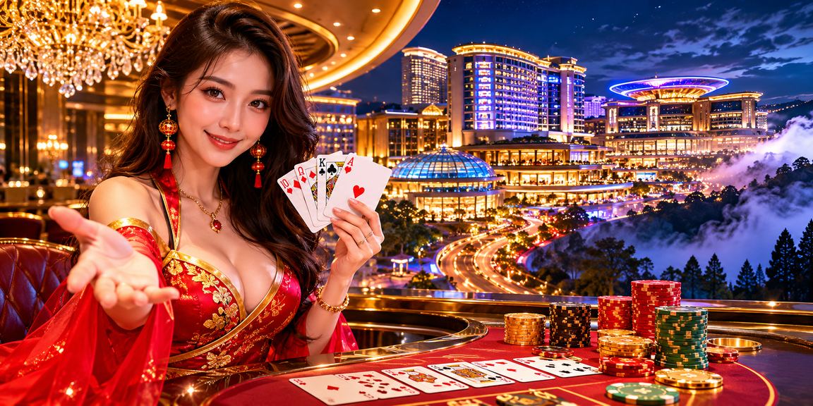 Suasana permainan poker dan rummy bergaya Genting Highlands di platform 3cat